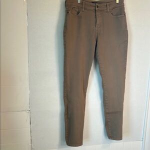 NYDJ Alina Mid Rise Convertible Ankle Straight Stretch Lt Brown Leggings Sz 12